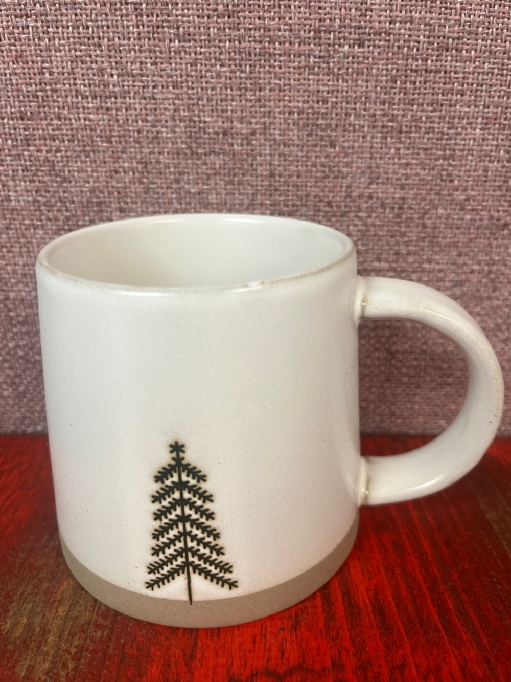 Hearth & Hand White Cream Ceramic Mug with Green Tree Accent